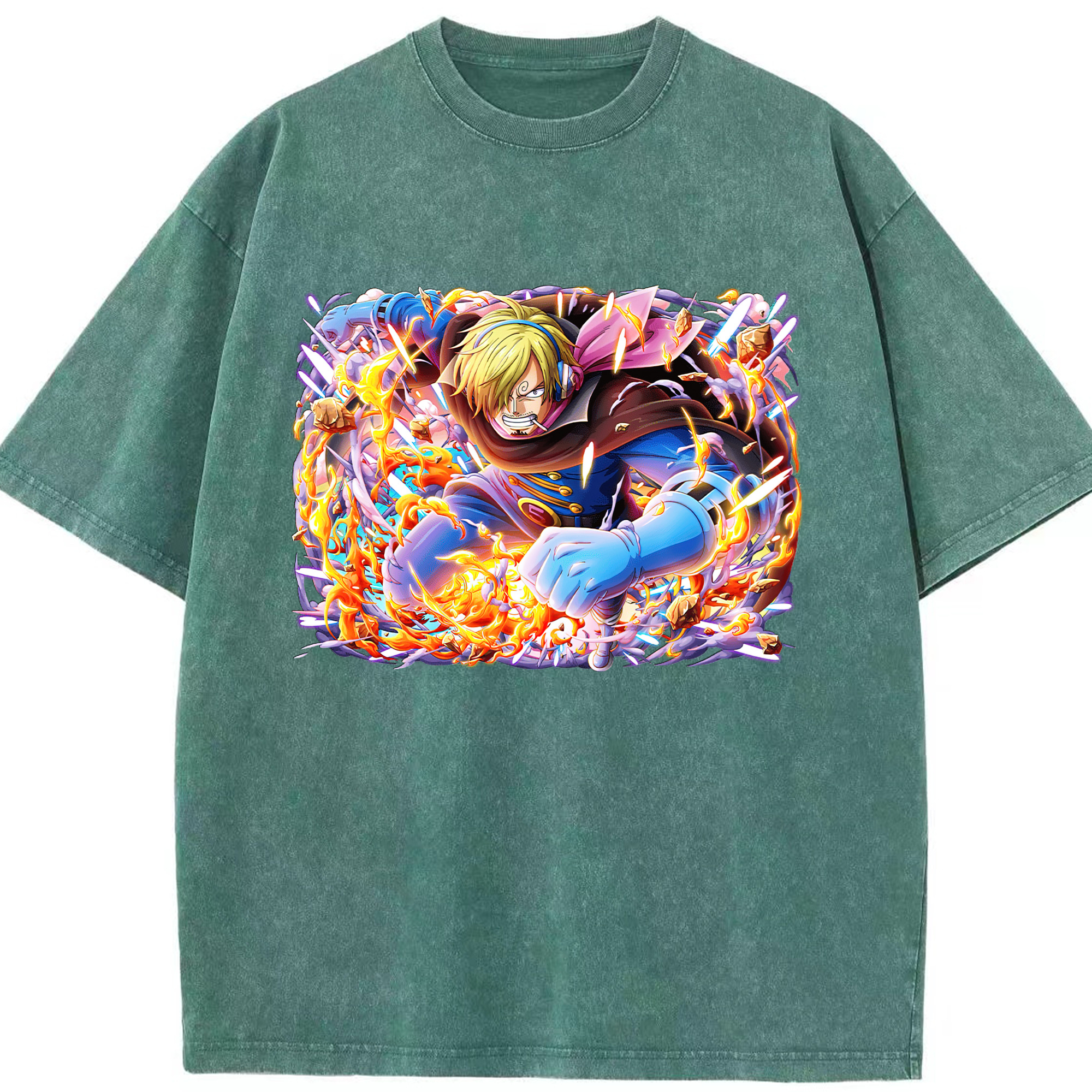 ワンピース サンジ ONE PIECE Sanji 綿100% ヴィンテージ風 半袖Tシャツ（フロントプリント）